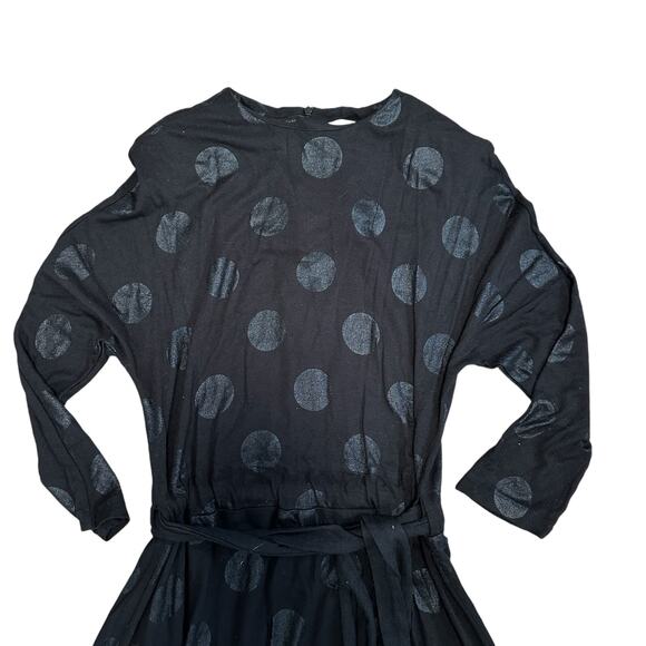Belissa Black on Black Polkadot Maxi Dress Fit And Flare Vintage Small - Picture 2 of 6